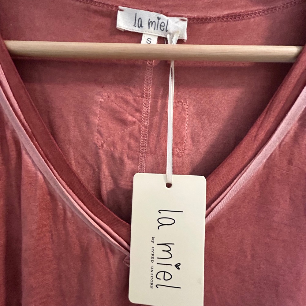 La Miel Terracotta V-Neck Sleeveless Tank Top Boho Small NEW $24 - Picture 3 of 6